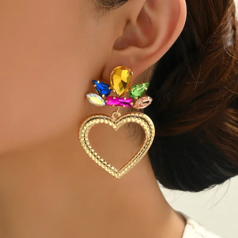 Boucle d'oreille cœur multicolore