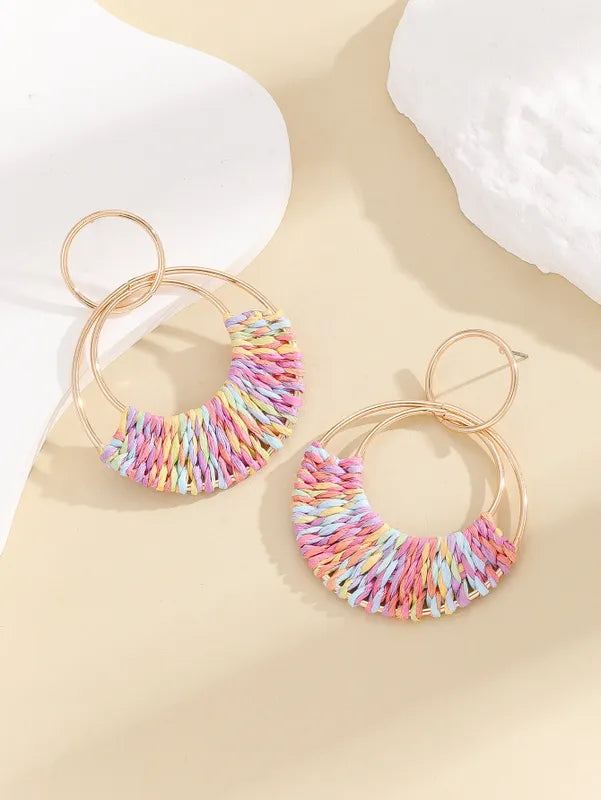 Boucle d'oreille tressé multicolore