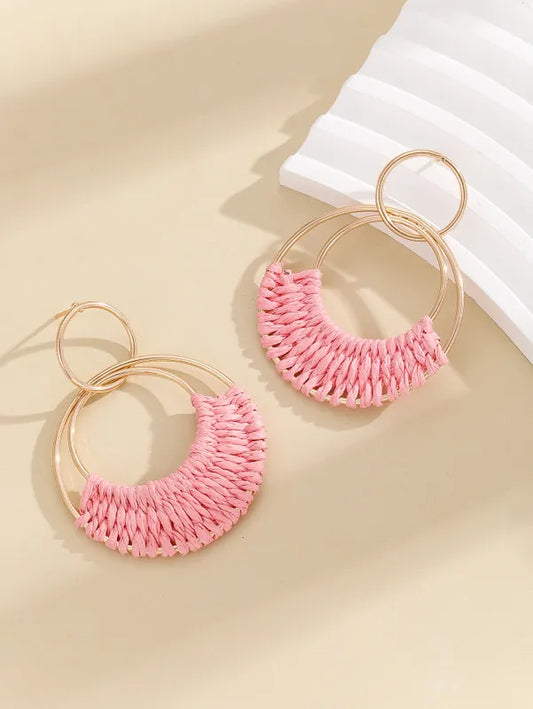 Boucle d'oreille tressé rose