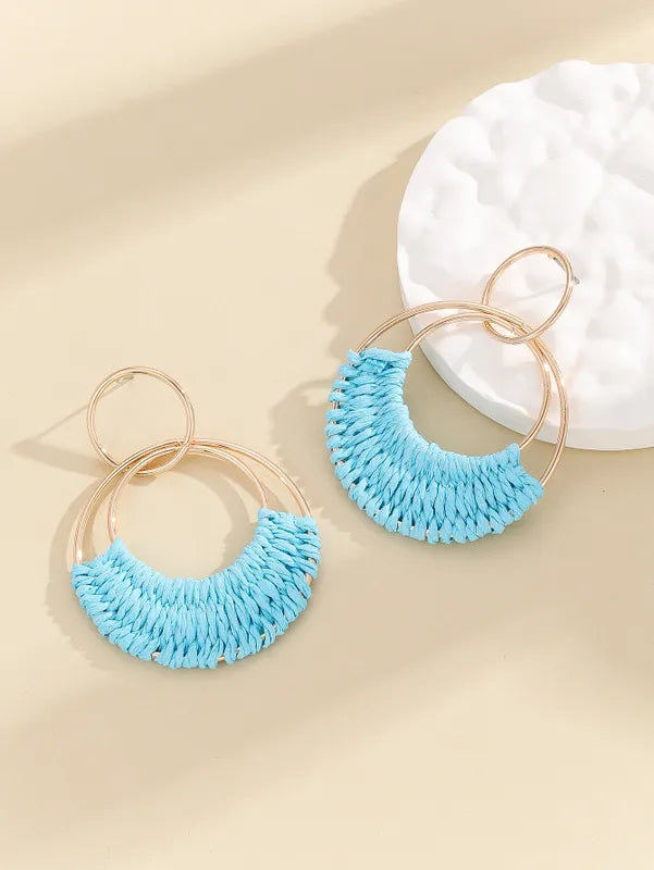 Boucle d'oreille tressé Bleu