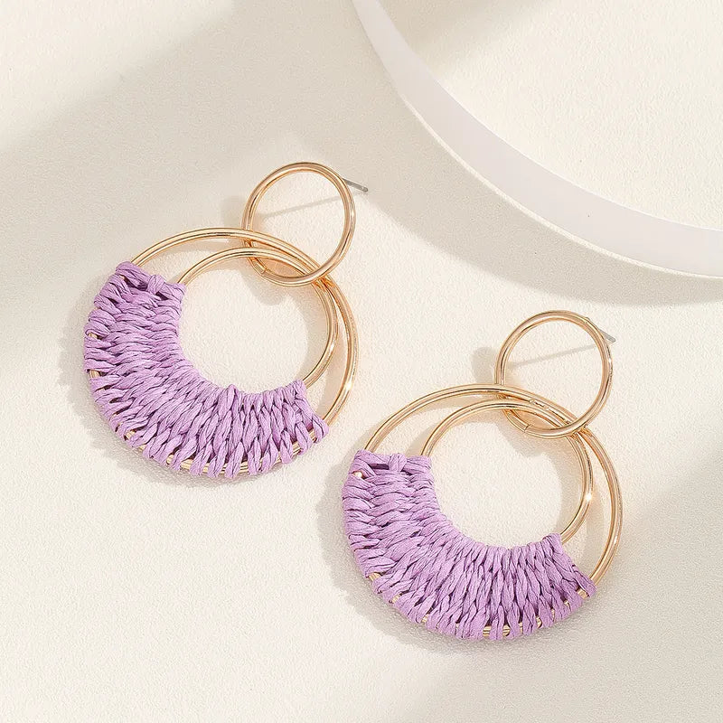 Purple braided earring