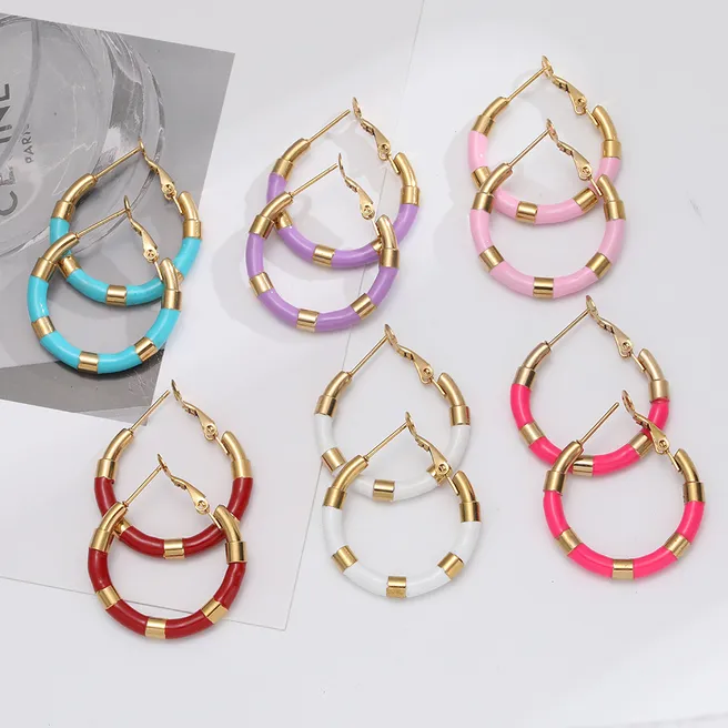 Small colored hoop earrings (Steel)