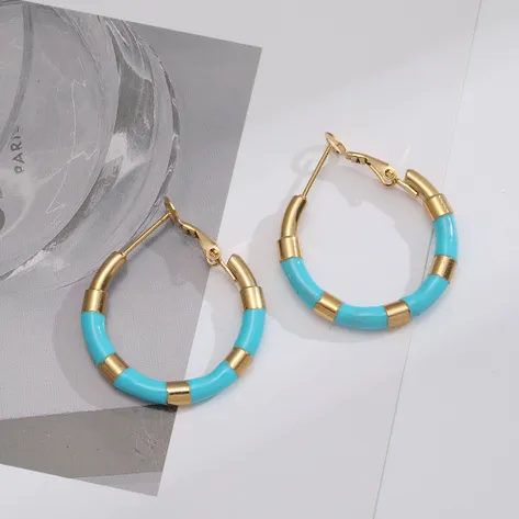 Small colored hoop earrings (Steel)