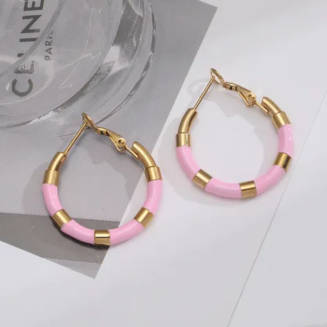 Small colored hoop earrings (Steel)