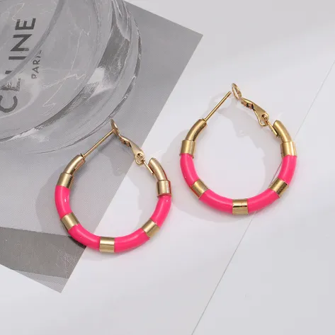 Small colored hoop earrings (Steel)