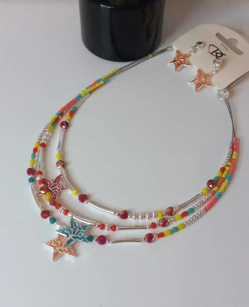 Parure perle coloré boucle et collier