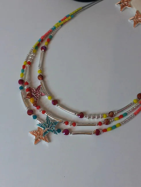 Colorful pearl buckle and necklace set