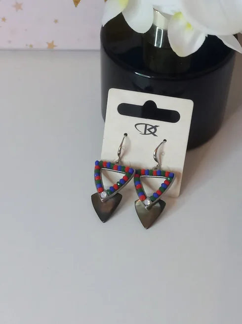 Blue triangle earring