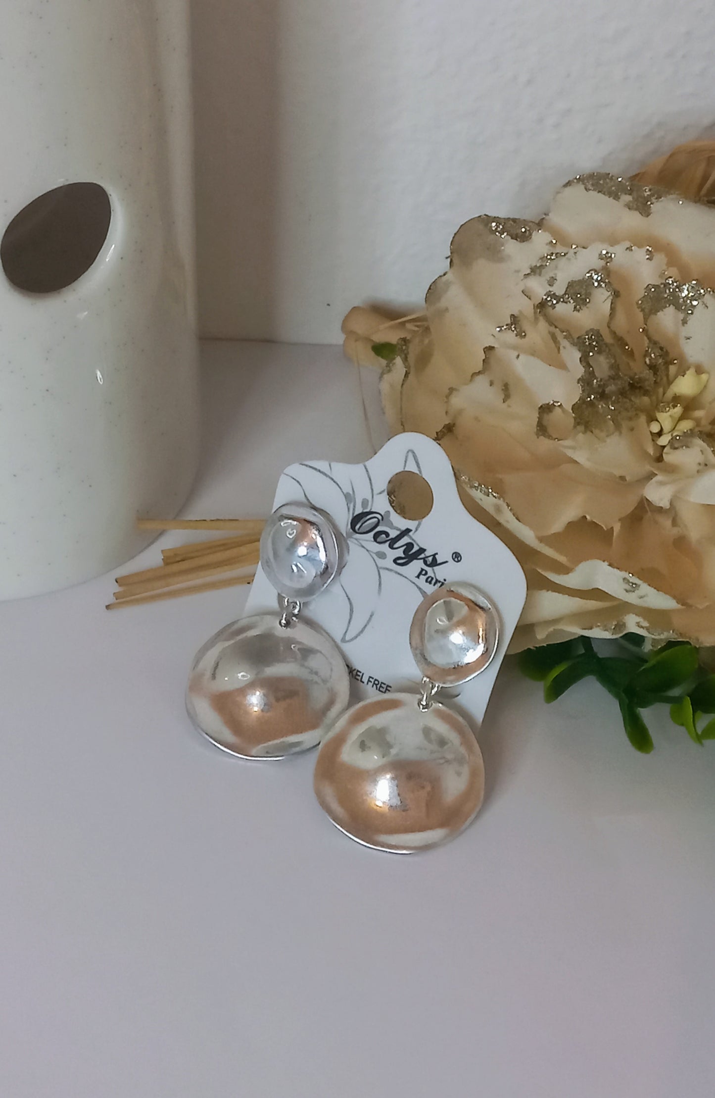 Silver clip-on earring