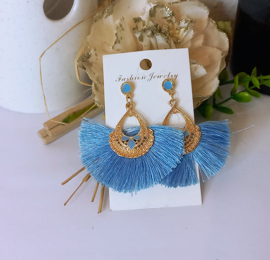 Blue Fringe Earring