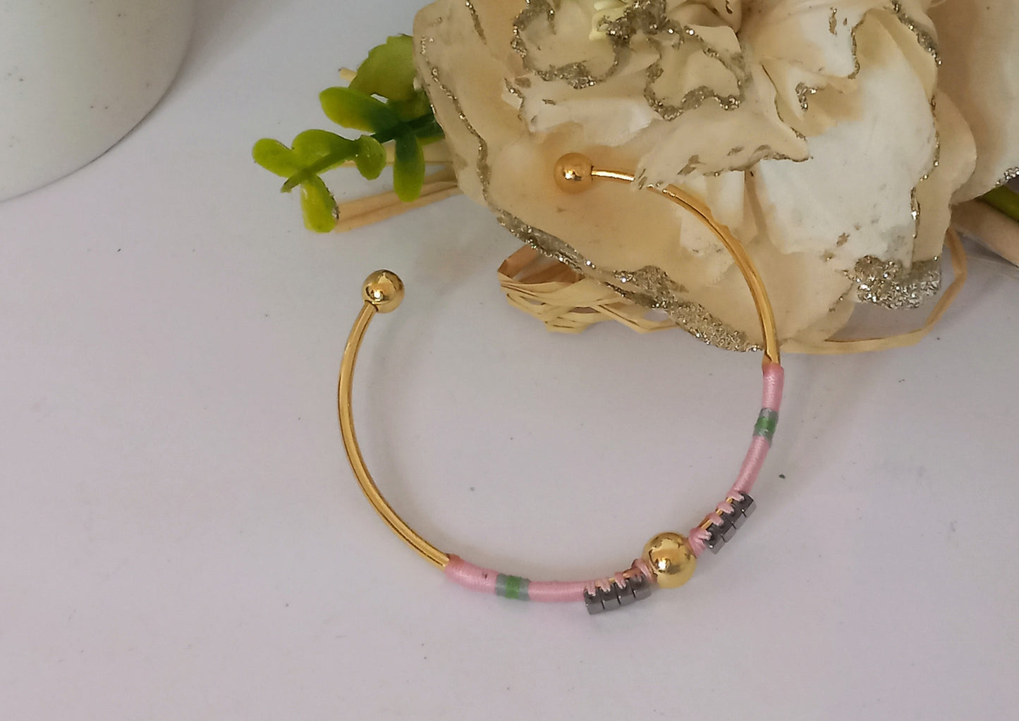 Pink bangle bracelet