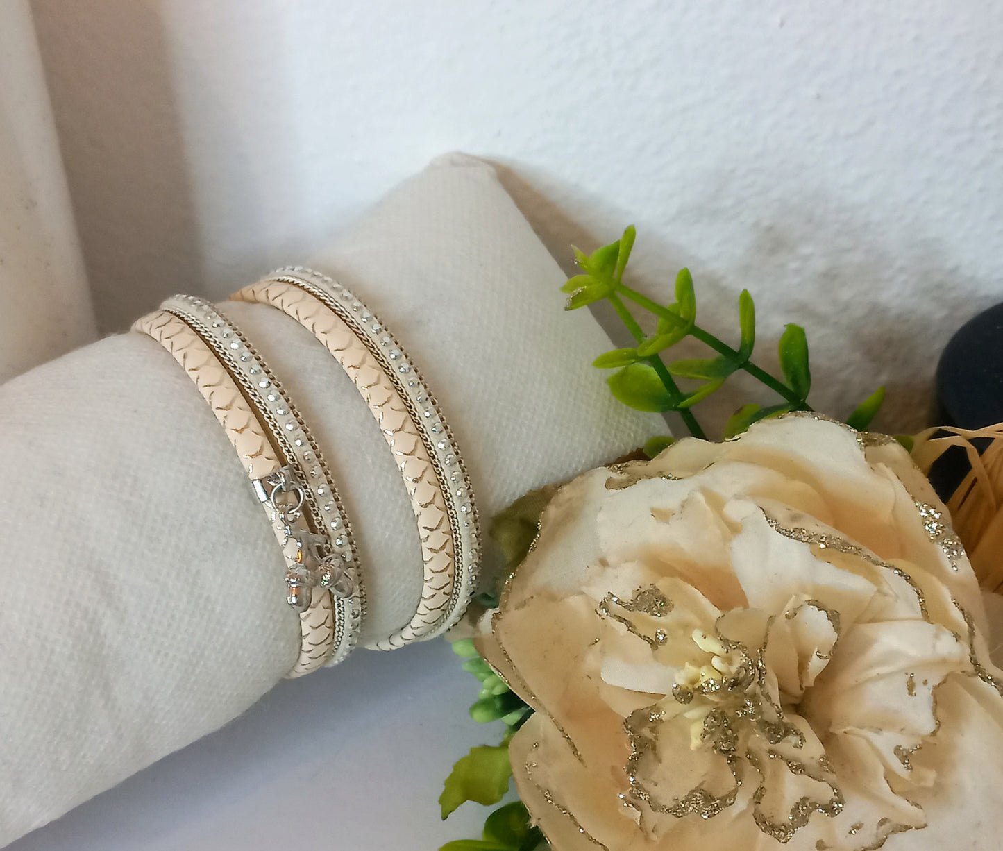 Bracelet double aimanté beige BT0624 (Fantaisie)