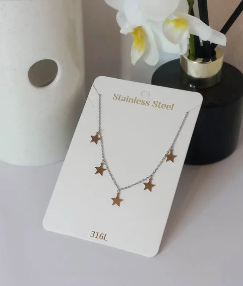 Adjustable silver star necklace