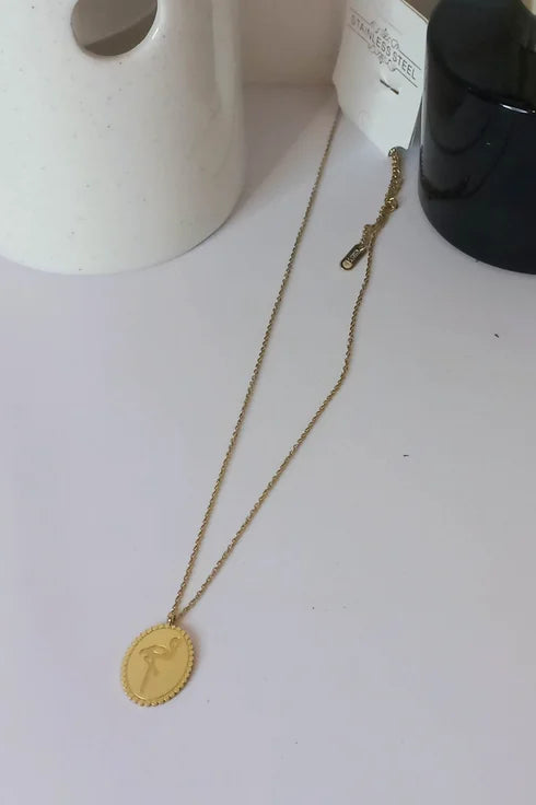 Gold flamingo adjustable necklace