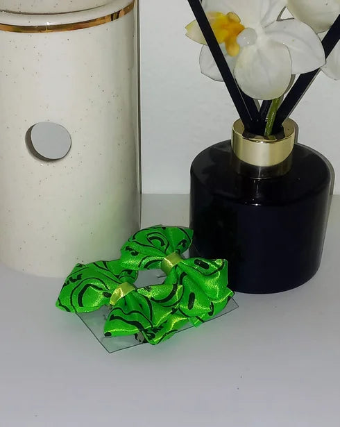 Neon green bow clip