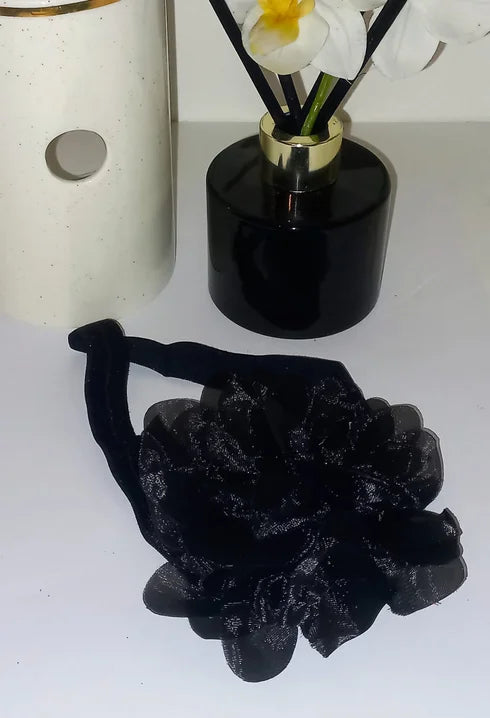 Black flower baby headband