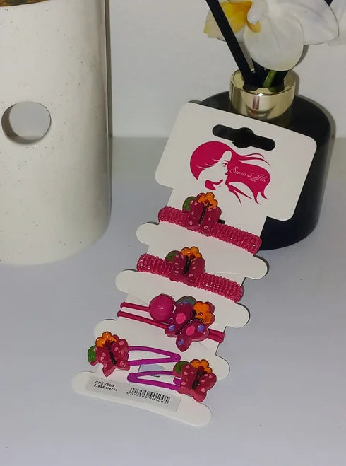 Fuchsia butterfly clip/elastic