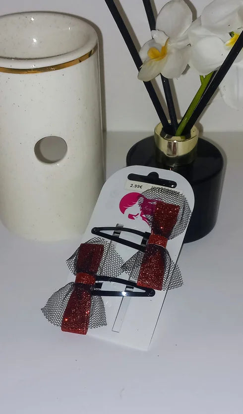 Red Sequin Bow Clip