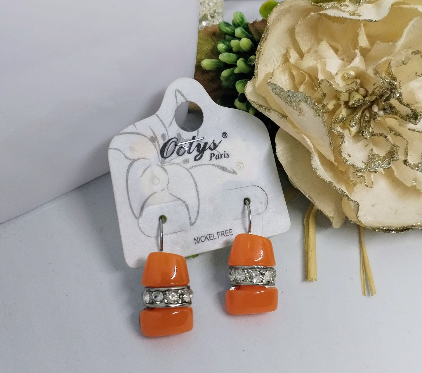 Boucle d'oreille orange (Fantaisie) BO11224