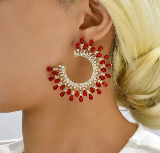 Boucle d'oreille Pierre Rouge (Fantaisie)