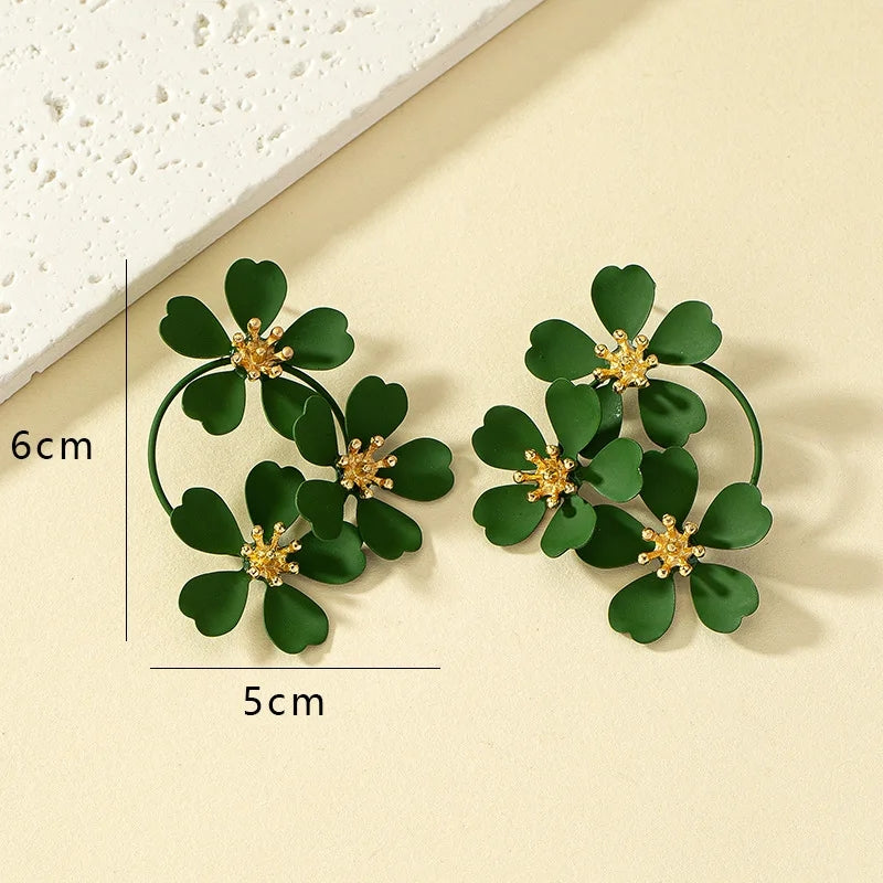 Boucle d'oreille fleurs verte BCF070324 (Fantaisie)