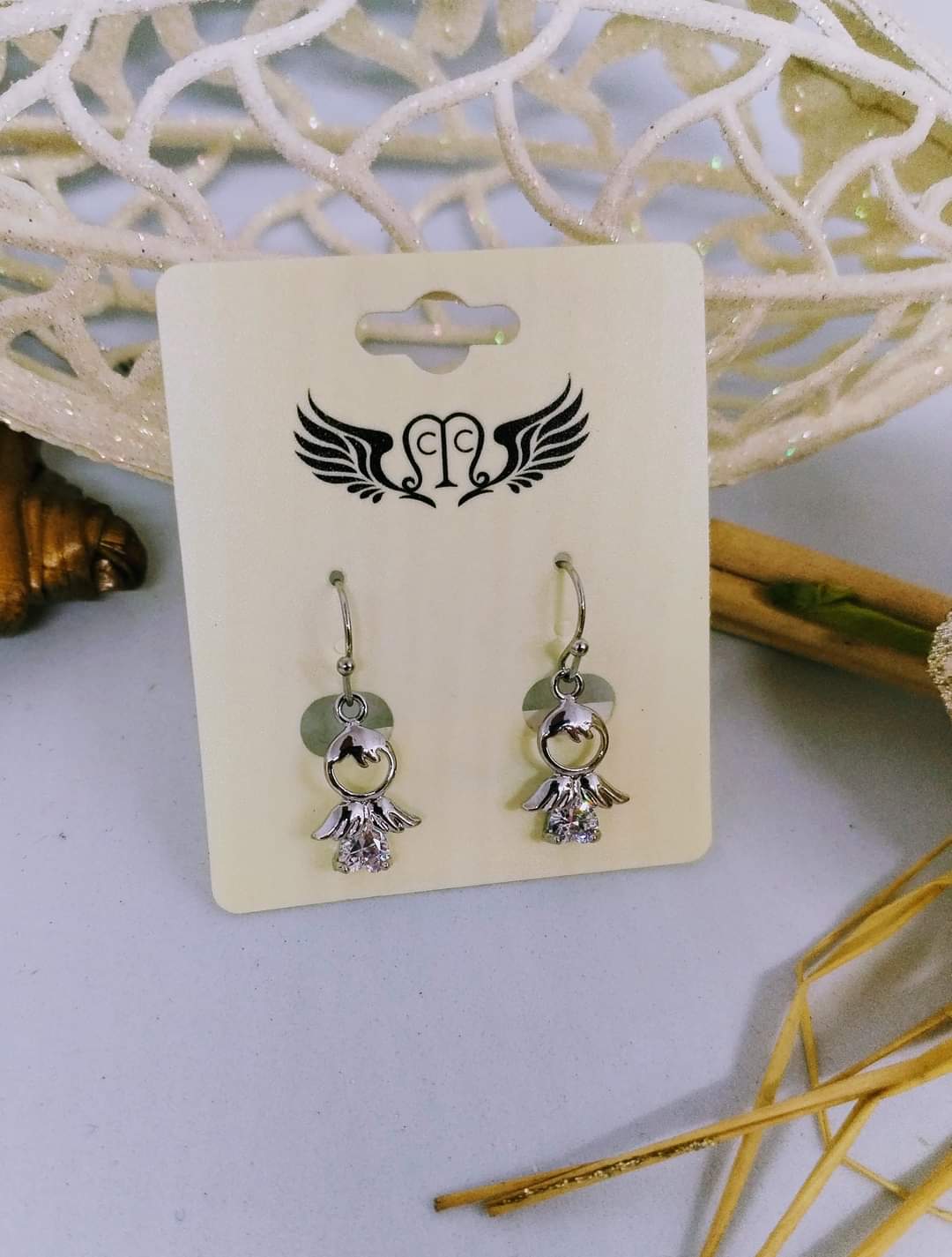 Silver angel earring (fancy)