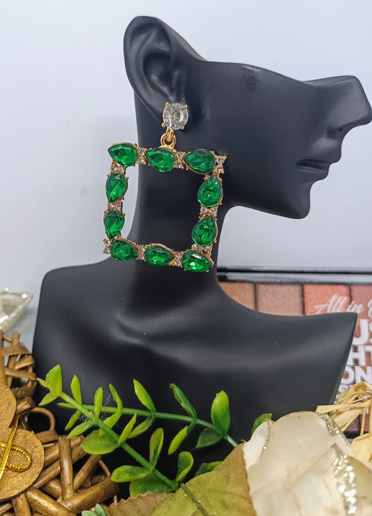 Boucle d'oreille diamant verte (Fantaisie)