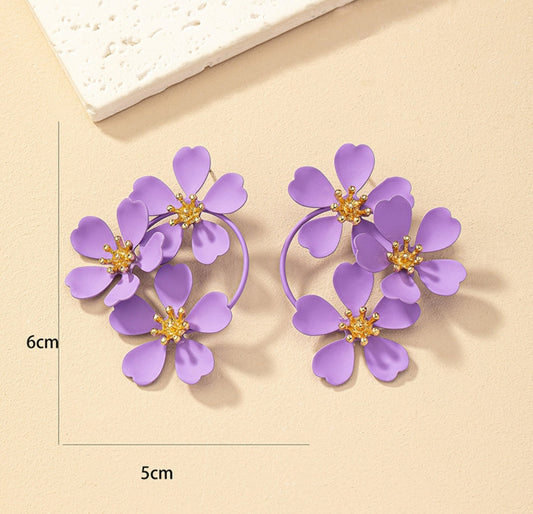 Boucle d'oreille Fleurs Violette BCF050324 (Fantaisie)