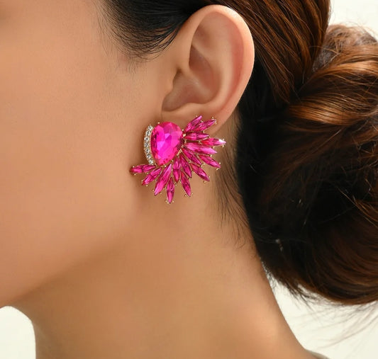 Boucle d'oreille pierre rose (Fantaisie)