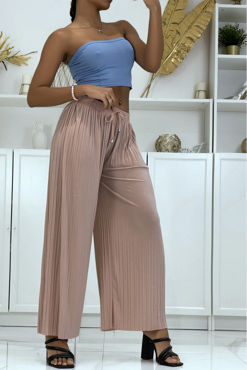 Pink Pleated Palazzo Pants