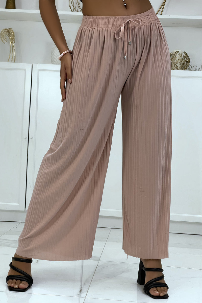 Pantalon Palazzo plissé rose