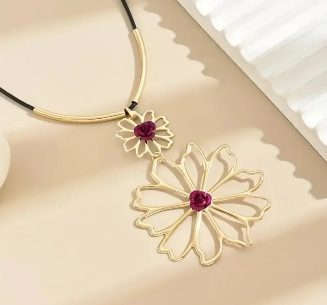 Collier fleur or (fantaisie)