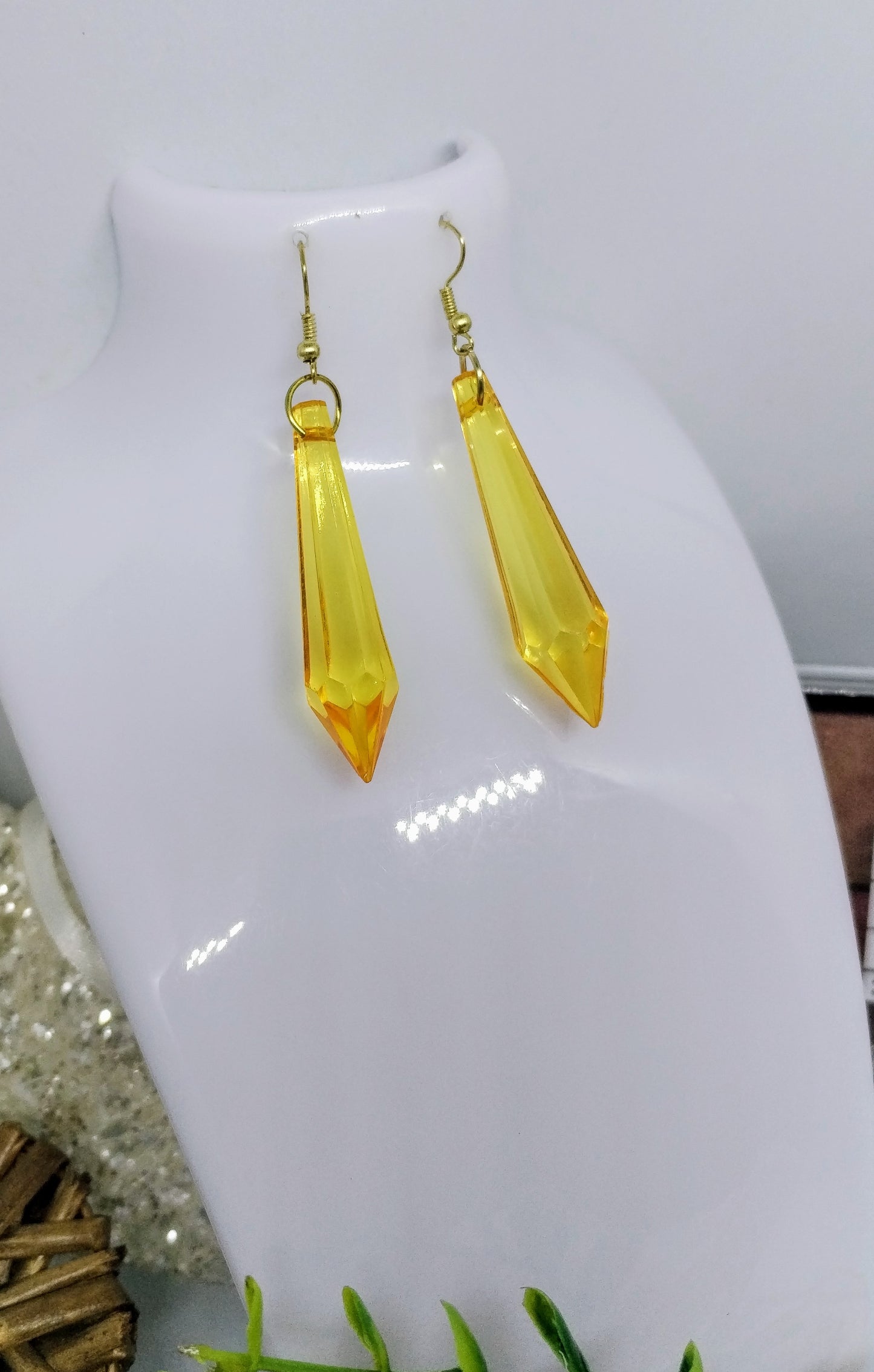 Boucle d'oreille diamant jaune (Fantaisie)