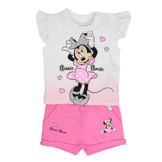 Ensemble short bébé Minnie rose