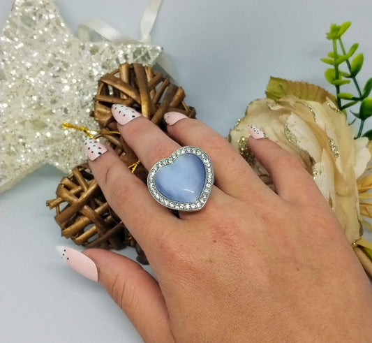 Bague élastique cœur bleu (Fantaisie) B0324