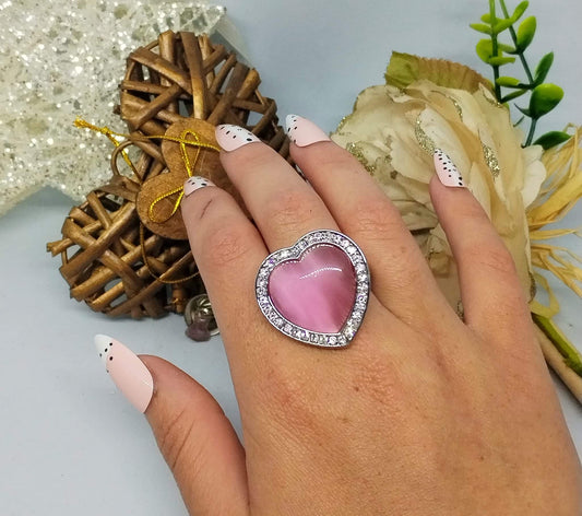 Bague élastique coeur rose (Fantaisie) B0324