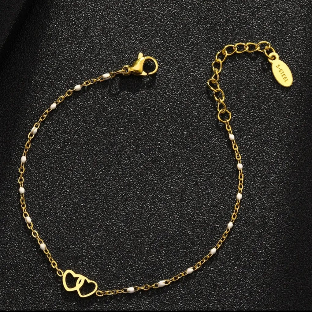 Bracelet acier or double coeur