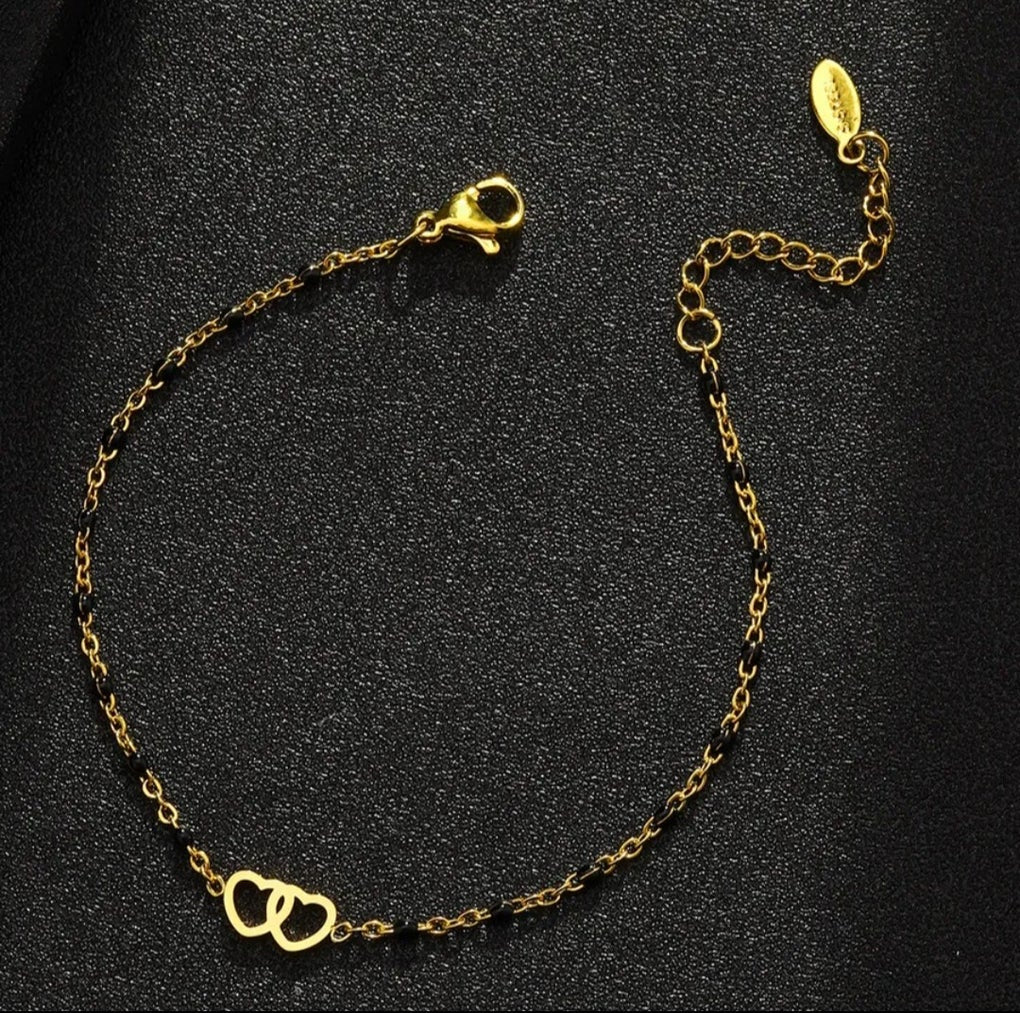 Bracelet acier or double coeur