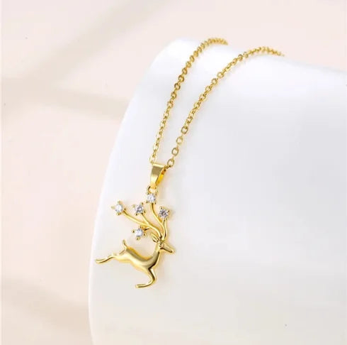 Deer steel necklace