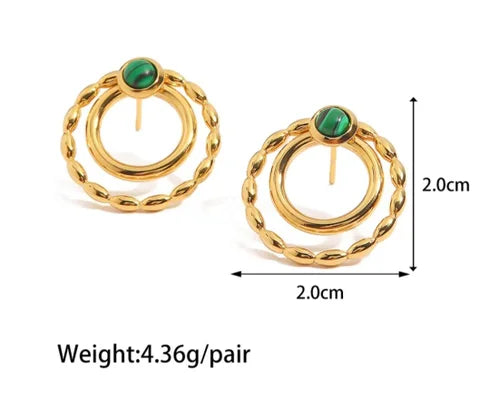 Round gold and green steel buckle